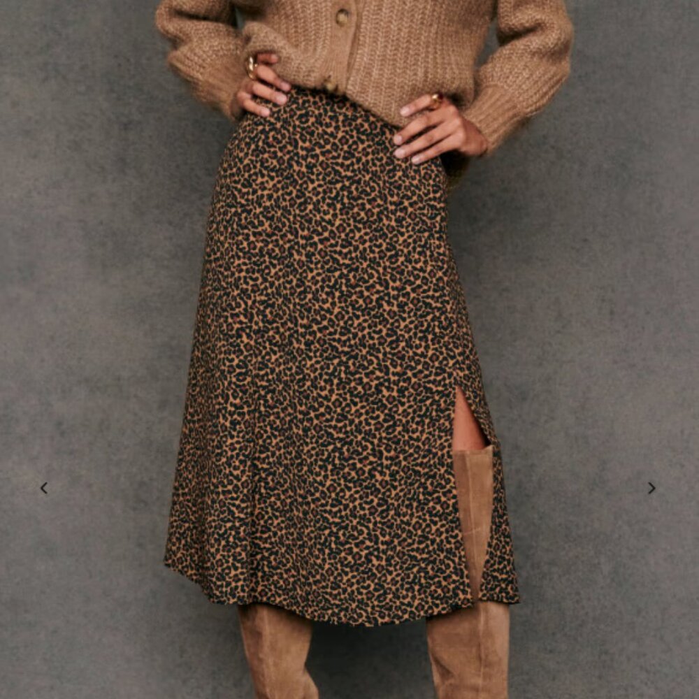 Sezane - leopard brown - tan skirt - size 38